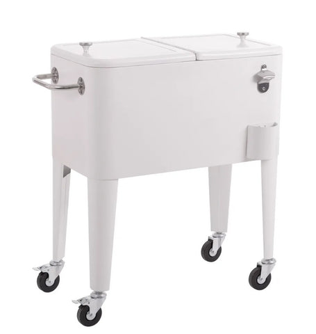 Nevera vintage con ruedas metal blanco