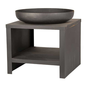 Cuenco de fuego con depósito de leña 80 cm negro Esschert