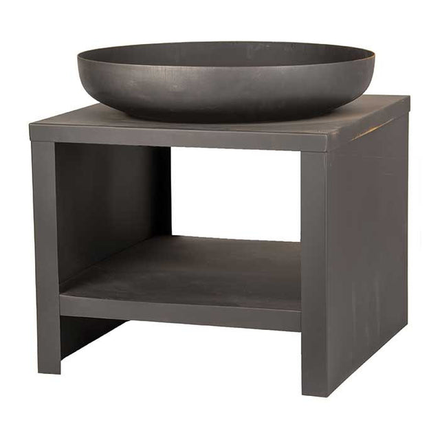 Cuenco de fuego con depósito de leña 80 cm negro Esschert
