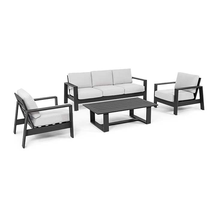 Conjunto Baltic sofá 3 plazas + 2 sillones + mesa, antracita