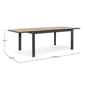 Mesa extensible Belmar 160-240X100 natural/antracita YK13
