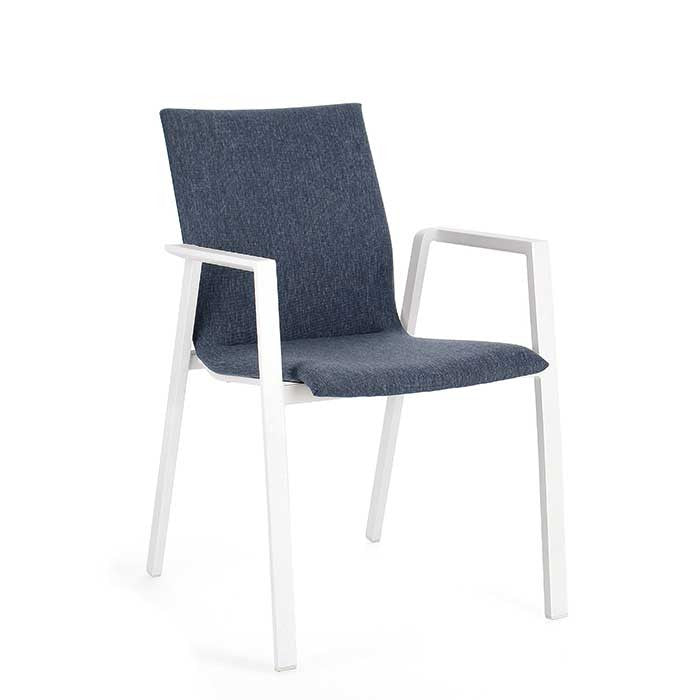 Silla con brazos Odeon, blanco/denim