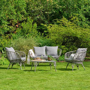Set Evora  mimbre sofá + 2 sillones + mesa baja