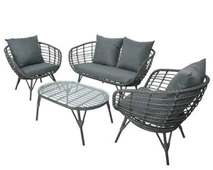 Set Evora  mimbre sofá + 2 sillones + mesa baja