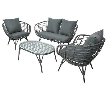 Set Evora  mimbre sofá + 2 sillones + mesa baja