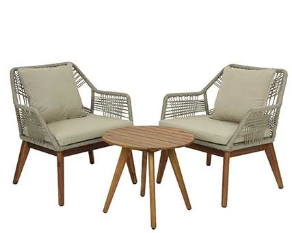 Sevilla PP sand-colored rope living room set