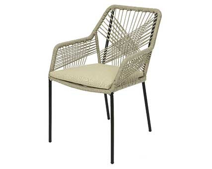Silla Seville apilable con cuerda exterior, beige