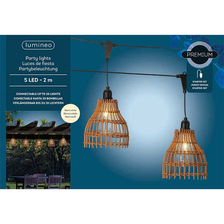 Guirnalda de luces LED para jardín, estilo natural, 200 cm, luz cálida