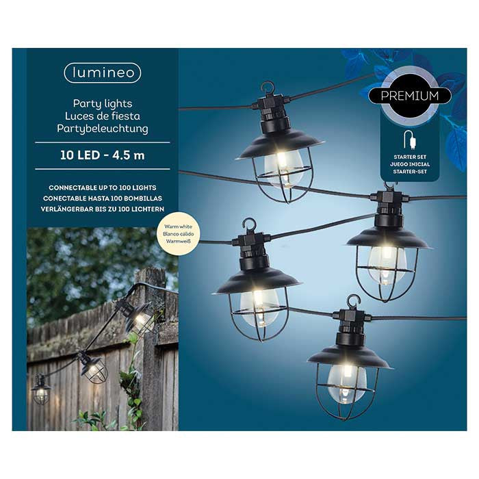 Grinalda de luzes LED para jardim, 450 cm, luz quente
