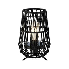 Lámpara solar para jardín, tramado de cuerda color negro, luz cálida