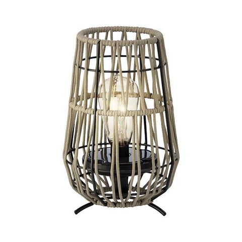Solar garden light, beige rope weave, warm light