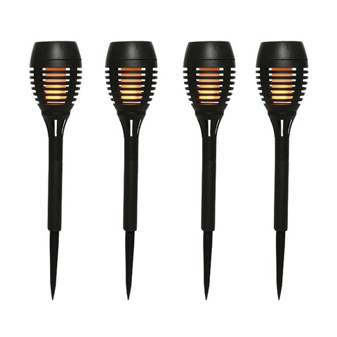 Set of 4 solar garden posts, flame effect