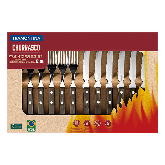 Conjunto de 6 garfos + 6 facas para bife