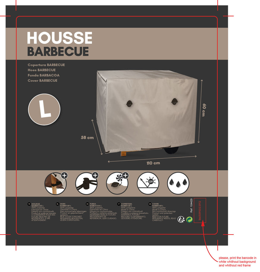Funda para barbacoa  L 110 x 58 x 60 cm