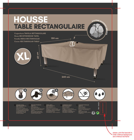 Funda mesa rectangular  XL 240x130x60 cm