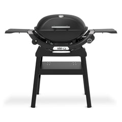 Barbacoa Weber Q 2200N con mesas laterales y soporte compacto