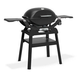 Barbacoa Weber Q 2200N con mesas laterales y soporte compacto