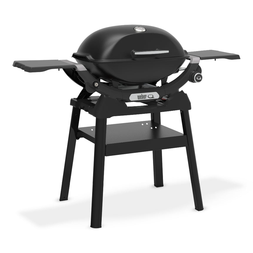 Barbacoa Weber Q 2200N con mesas laterales y soporte compacto