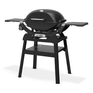 Barbacoa Weber Q 2200N con mesas laterales y soporte compacto