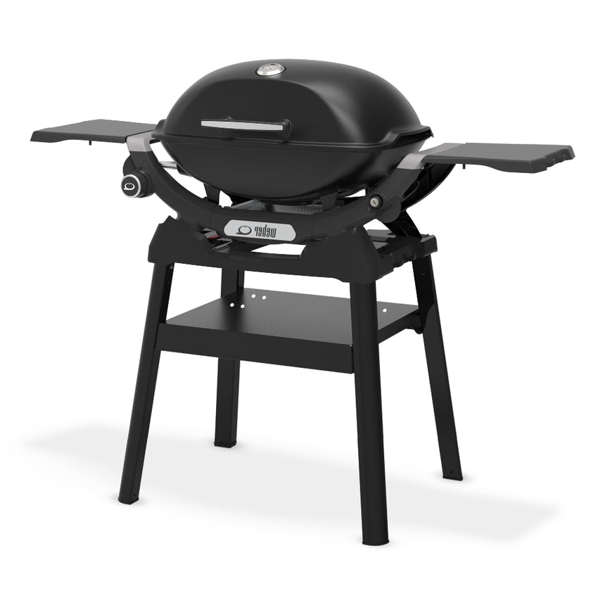 Barbacoa Weber Q 2200N con mesas laterales y soporte compacto