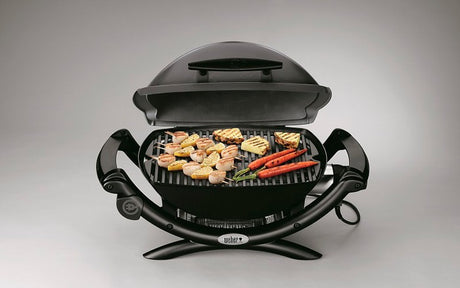 Barbacoa Weber® Q1400 Dark grey con mesas y soporte