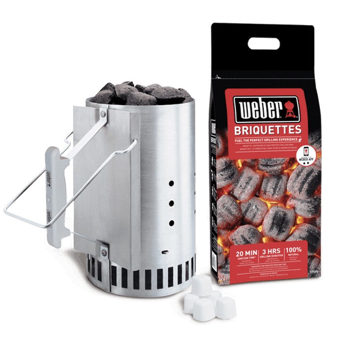 Kit de chimenea de encendido Rapidfire + 2 kg briquetas + 3 pastillas de encendido Weber