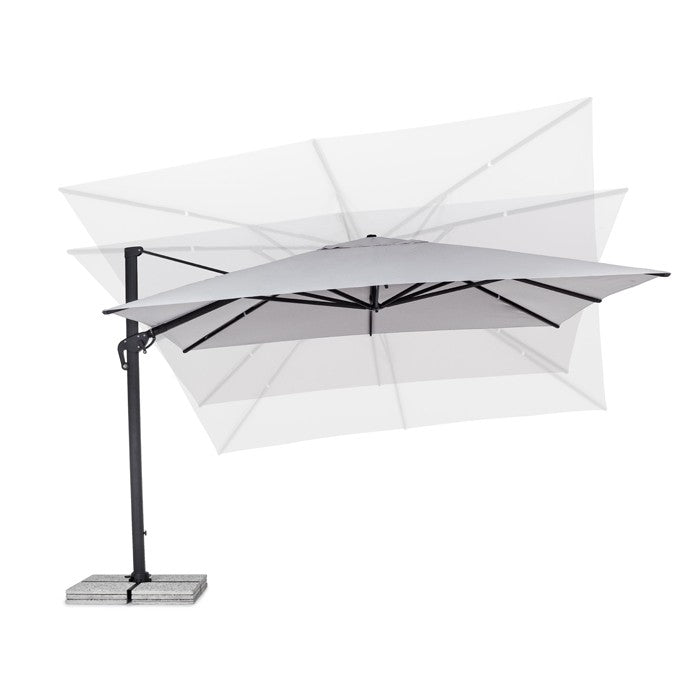 Parasol excéntrico Calis 4x4m, color gris claro