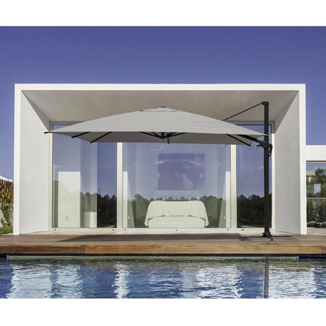Parasol excéntrico Calis 4x4m, color gris claro