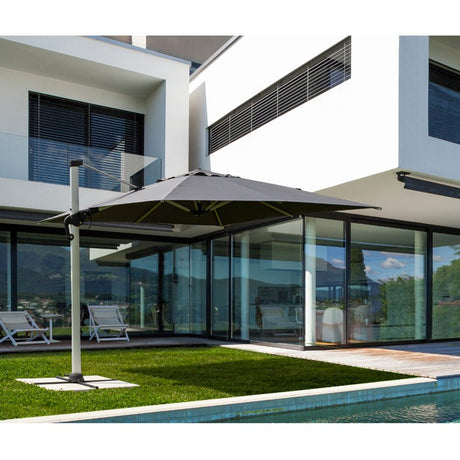Parasol excéntrico Ines 3x3m, color gris oscuro