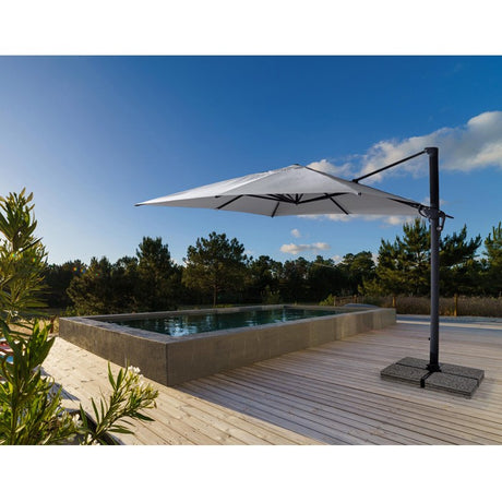 Parasol excéntrico Ines 3x4m, color gris claro