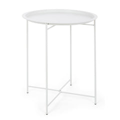 Mesita con bandeja Wissant Ø46, color blanco