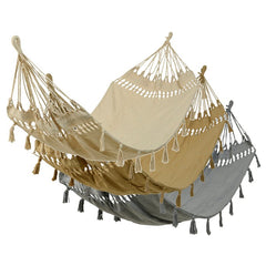Hamaca con flecos, color gris, crema o tierra