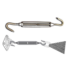 Tensioning hook for shade sails