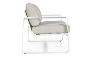 Conjunto Merrigan sofá + 2 sillones + mesa, color blanco