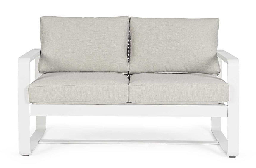 Conjunto Merrigan sofá + 2 sillones + mesa, color blanco