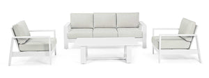 Conjunto Baltic sofá + 2 butacas + mesa, color blanco