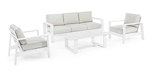 Conjunto Baltic sofá + 2 butacas + mesa, color blanco