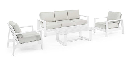 Conjunto Baltic sofá + 2 butacas + mesa, color blanco