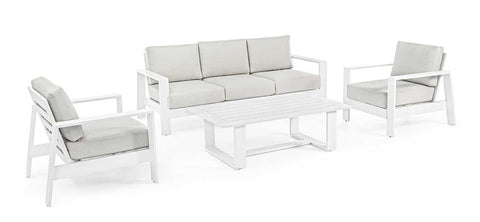 Baltic sofa set + 2 armchairs + table, white