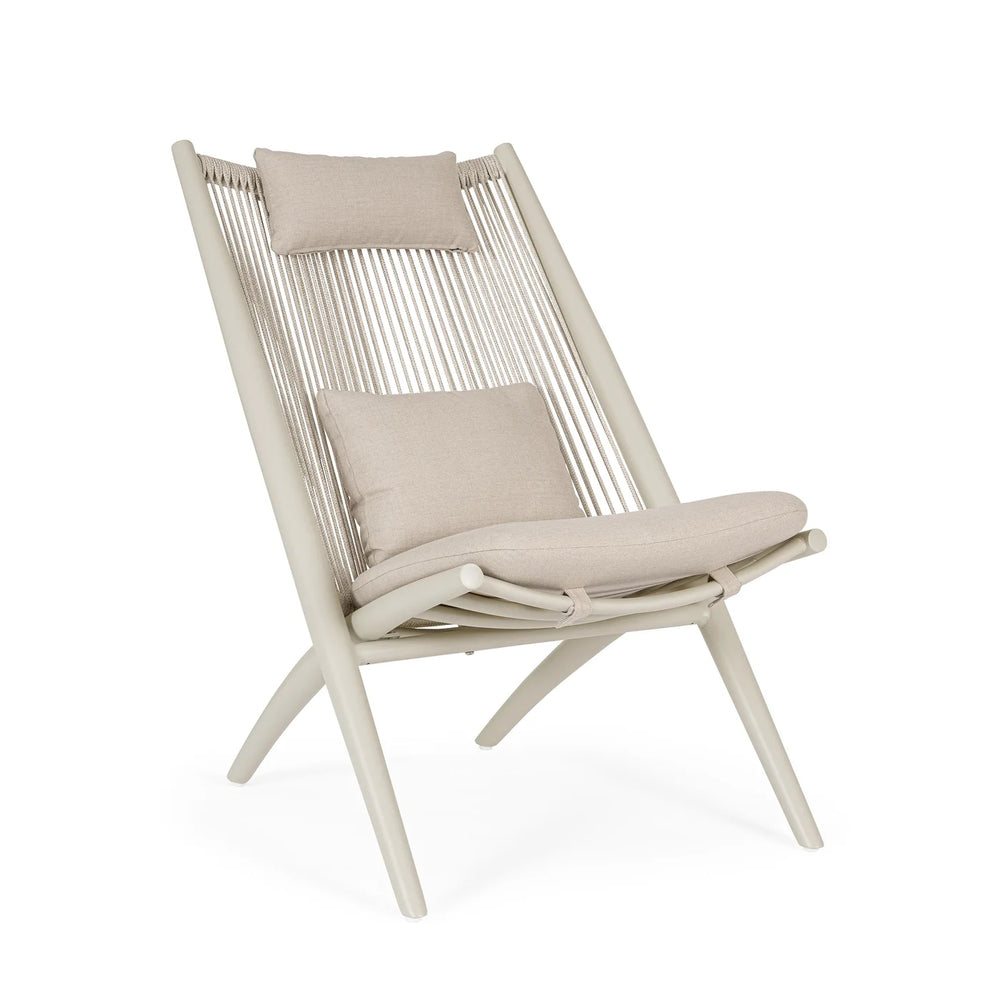 Cadeira de praia lounge Aloha com almofadas, cor sandshell