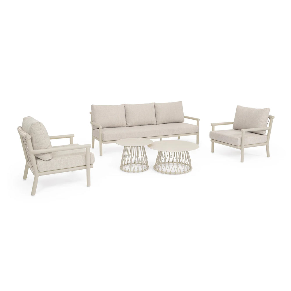 Conjunto sofá Lanai + 2 poltronas + 2 mesas, areia camel