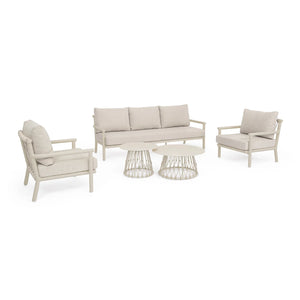 Conjunto sofá Lanai + 2 poltronas + 2 mesas, areia camel