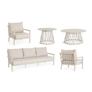 Conjunto sofá Lanai + 2 poltronas + 2 mesas, areia camel