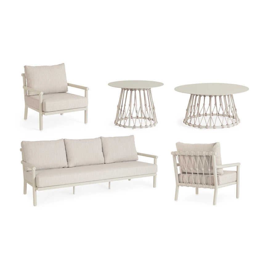 Conjunto sofá Lanai + 2 poltronas + 2 mesas, areia camel