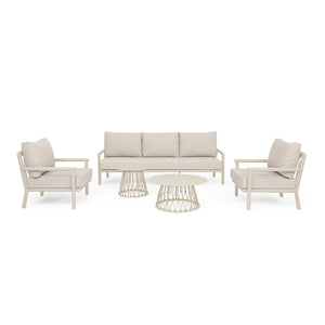 Conjunto sofá Lanai + 2 poltronas + 2 mesas, areia camel