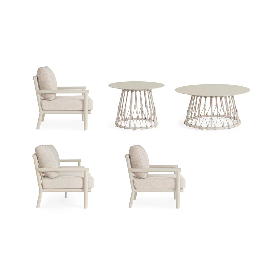 Conjunto sofá Lanai + 2 poltronas + 2 mesas, areia camel
