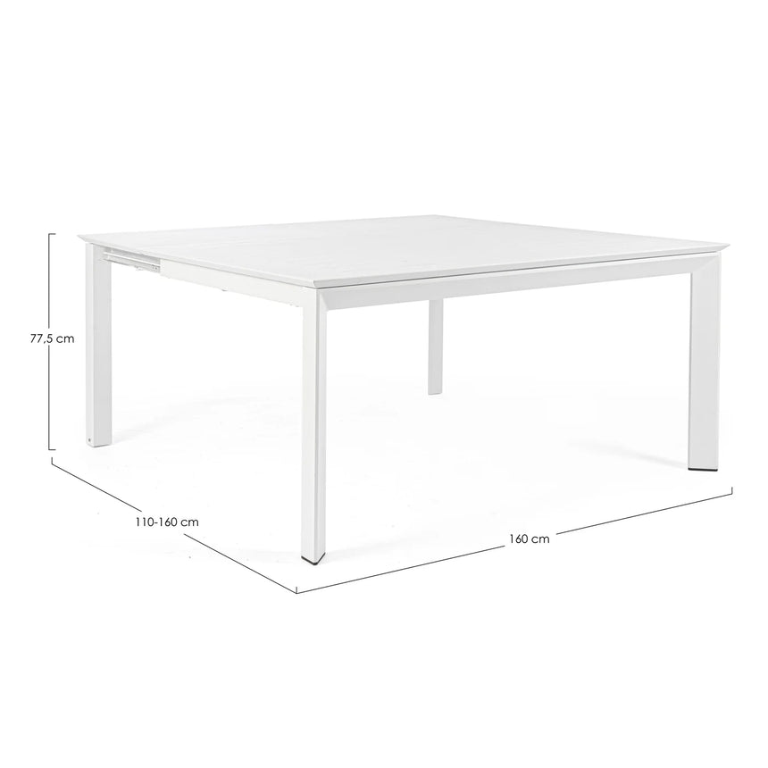 Mesa extensible Konnor 100-160x160, blanco