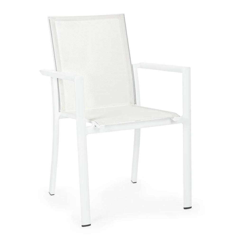 Cadeira de exterior com braços Konnor, branco