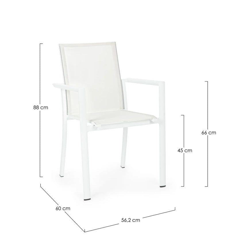 Silla de exterior Bizzotto con brazos Konnor blanco