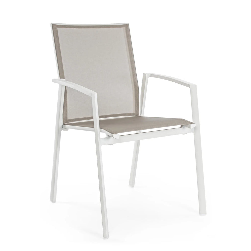 Silla de exterior con brazos Cruise, blanco